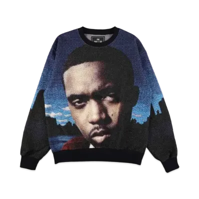 WIND AND SEA Nas Graphic Crew Neck Sweat "Blue"