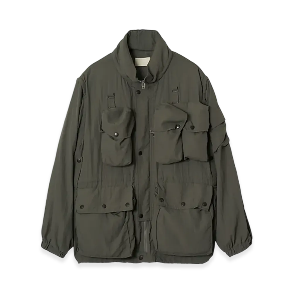 YOKE Light Nylon Taslan Multi Pockets Detachable Utility Blouson "Charcoal"