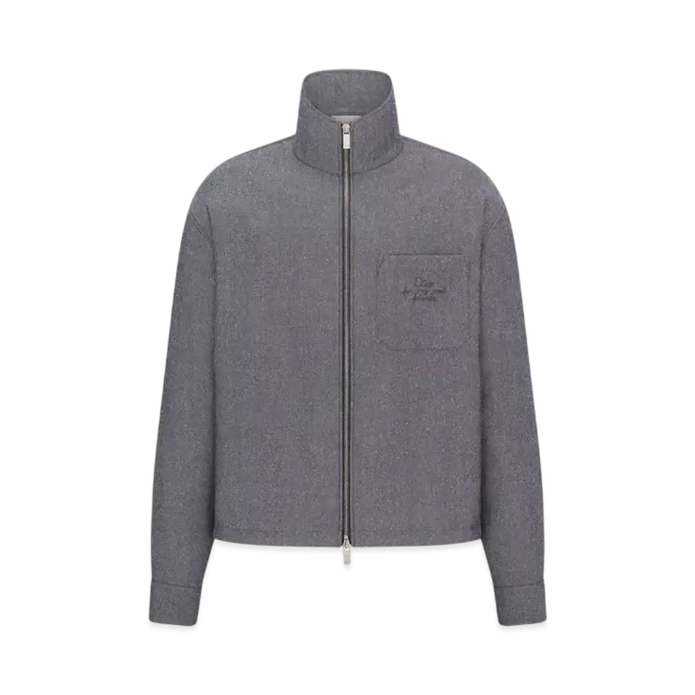 Dior Men's Dior and Hylton Nel Overshirt Virgin Wool and Silk Twill "Anthracite Gray"