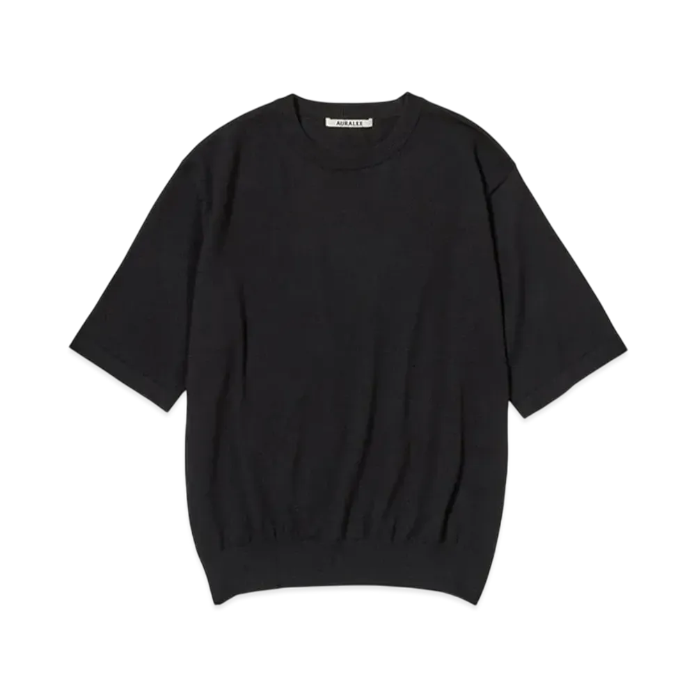 AURALEE Hard Twist Cashmere Knit Tee "Black"