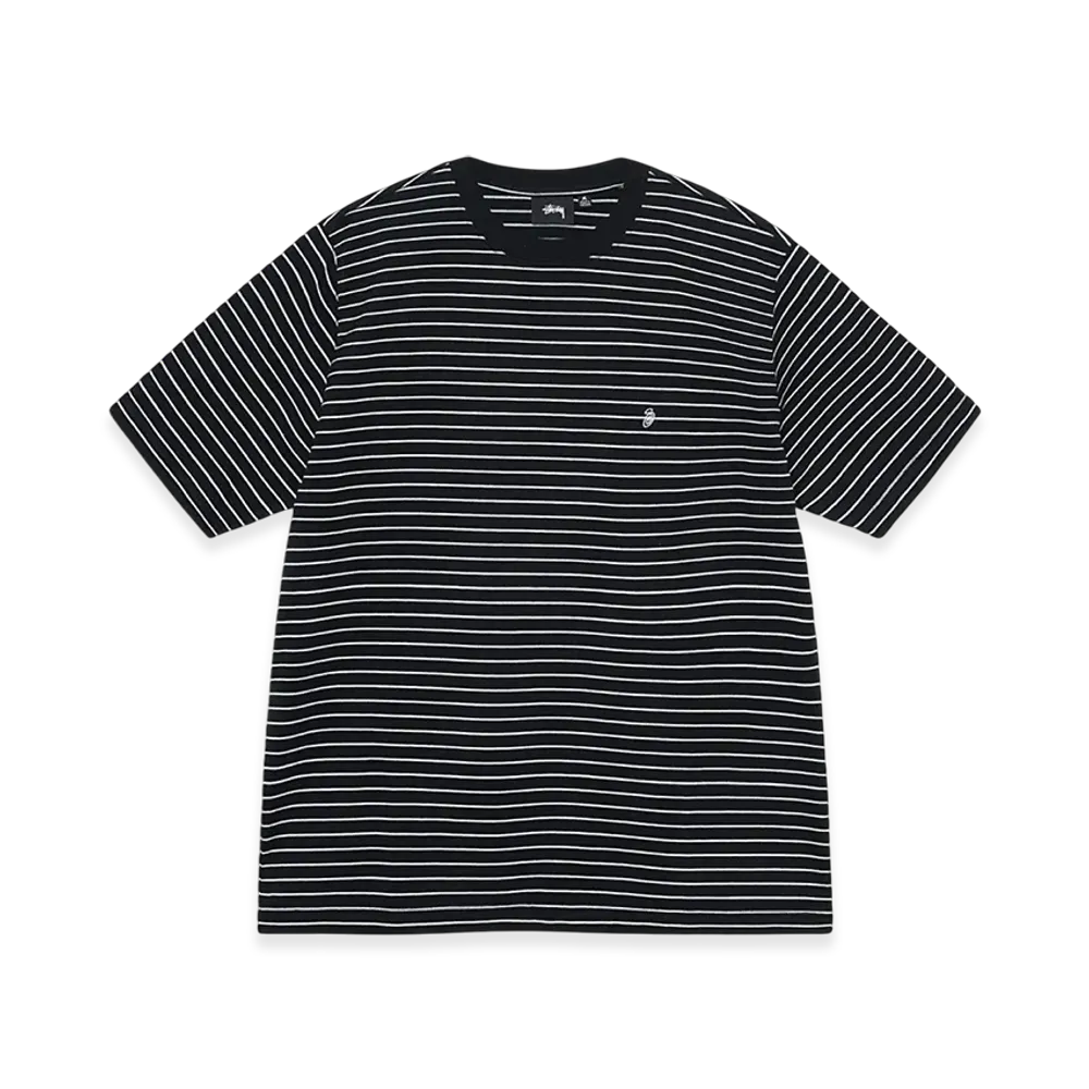 Stussy Pin Striped SS Crew "Black"