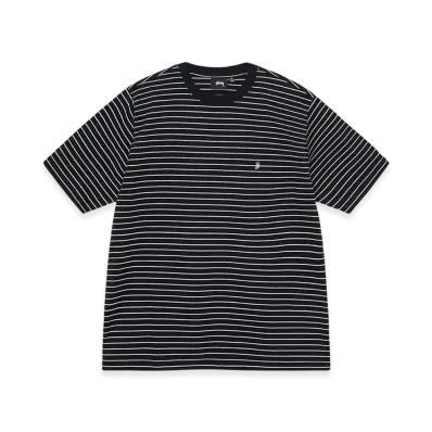 Stussy Pin Striped SS Crew "Black"