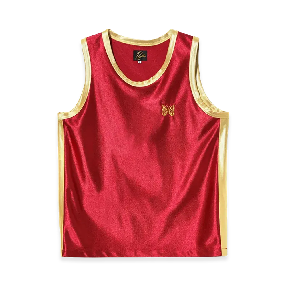 NEEDLES Papillon Emb. Side Line Tank Top - Tricot Sateen "Red"