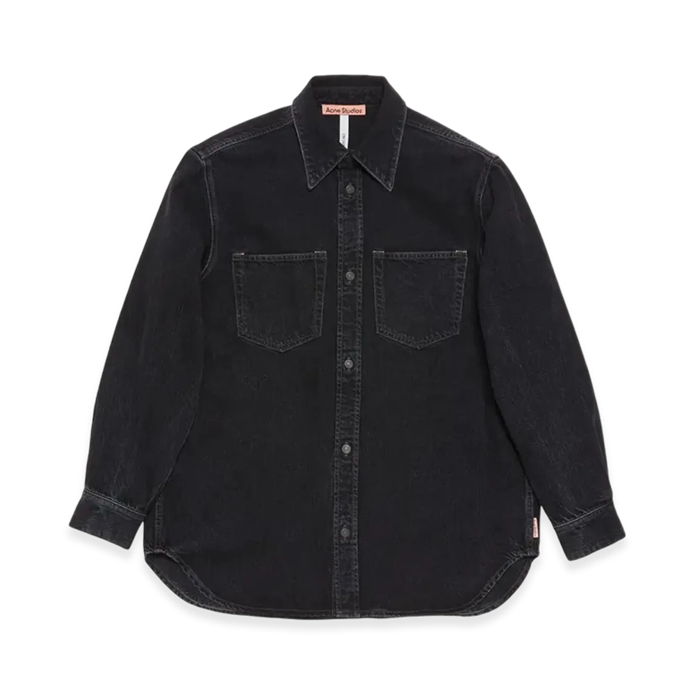 Acne Studios Relaxed Fit Denim Button Up Shirt "Black"