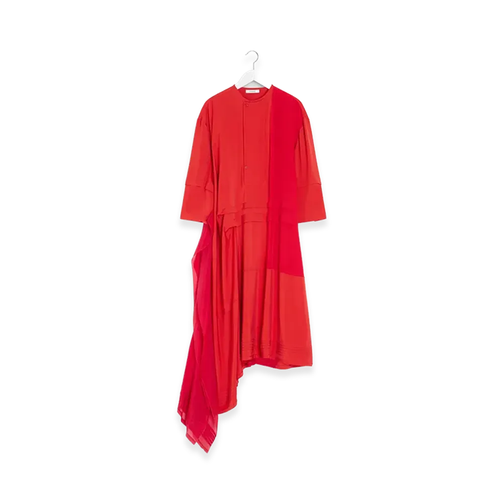LEMAIRE Women's Pleated Blouse Dress "Vermillon"