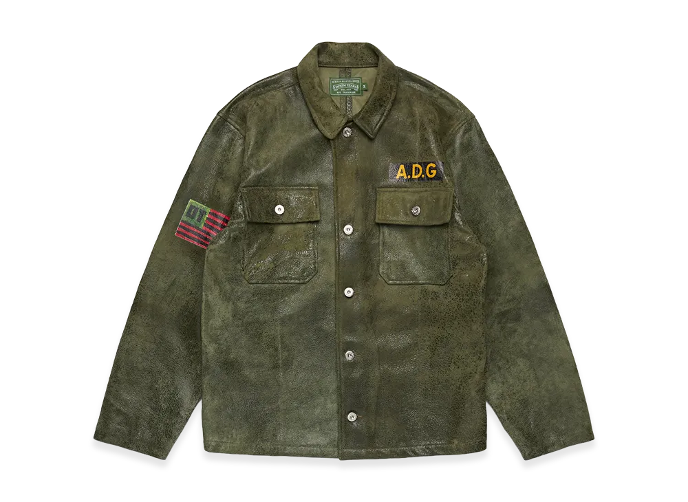 DENIM TEARS Leather Jungle Shirt "Army Green"