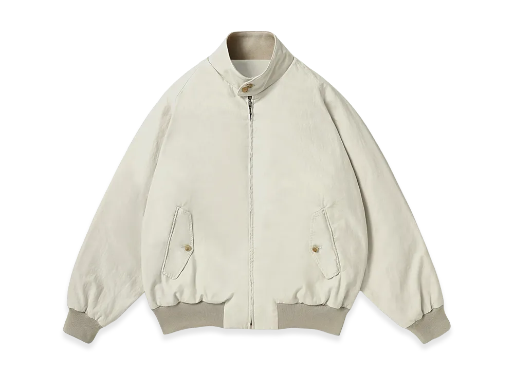 A.PRESSE Cotton Silk Back Gabardine Harrington Jacket "Ecru"