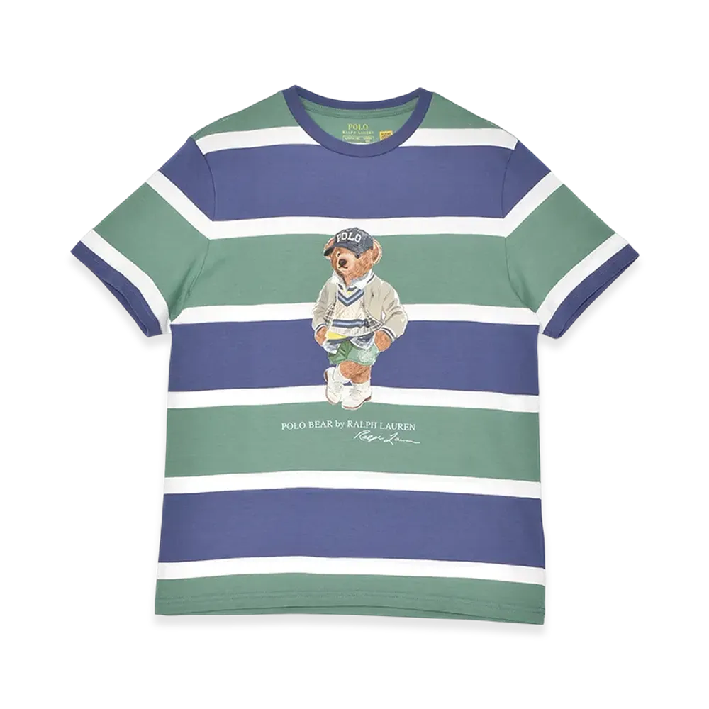 Polo Ralph Lauren Bear Striped Cotton Jersey T-Shirt "Green Multi"