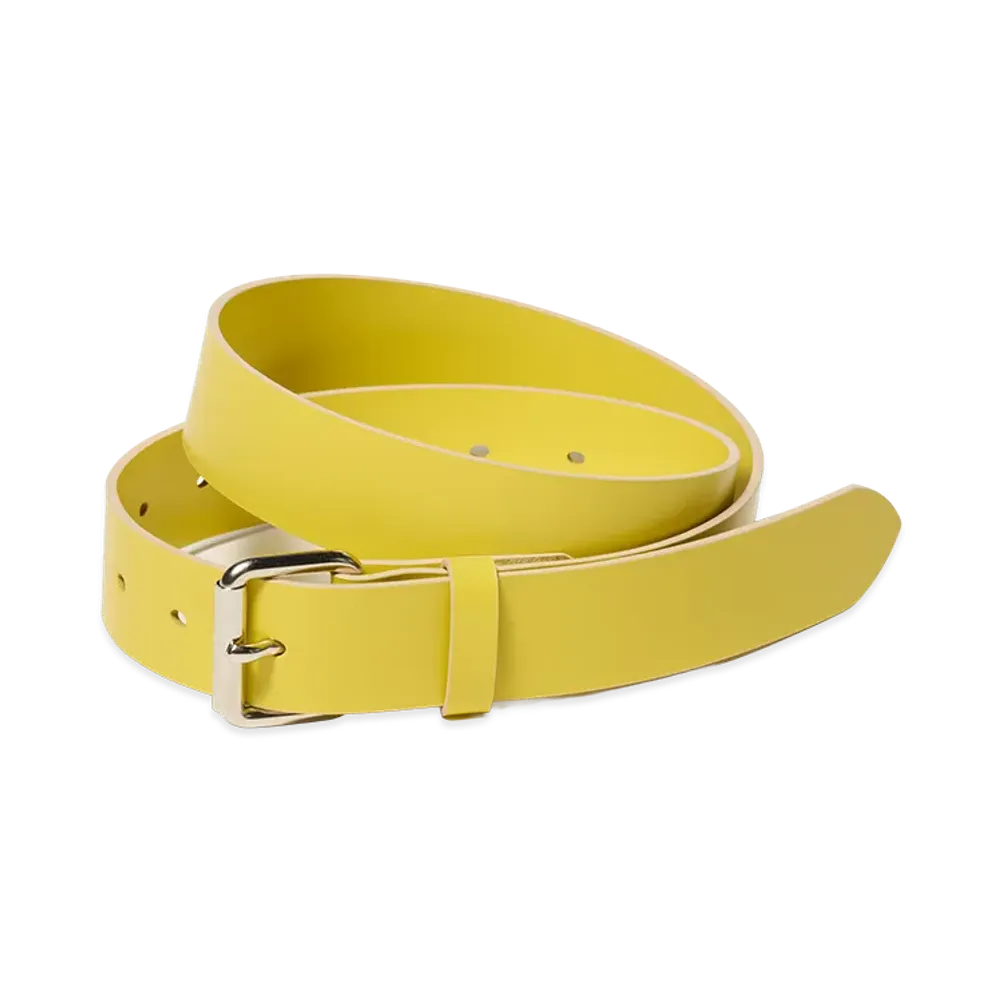 AURALEE Glazed Leather Roller Buckle Belt "Yellow"
