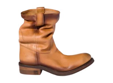MIU MIU Women's Foule Leather Booties "Light Tan"