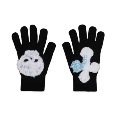 SYUMAN. Hand knitting Gloves "Black/Bule"