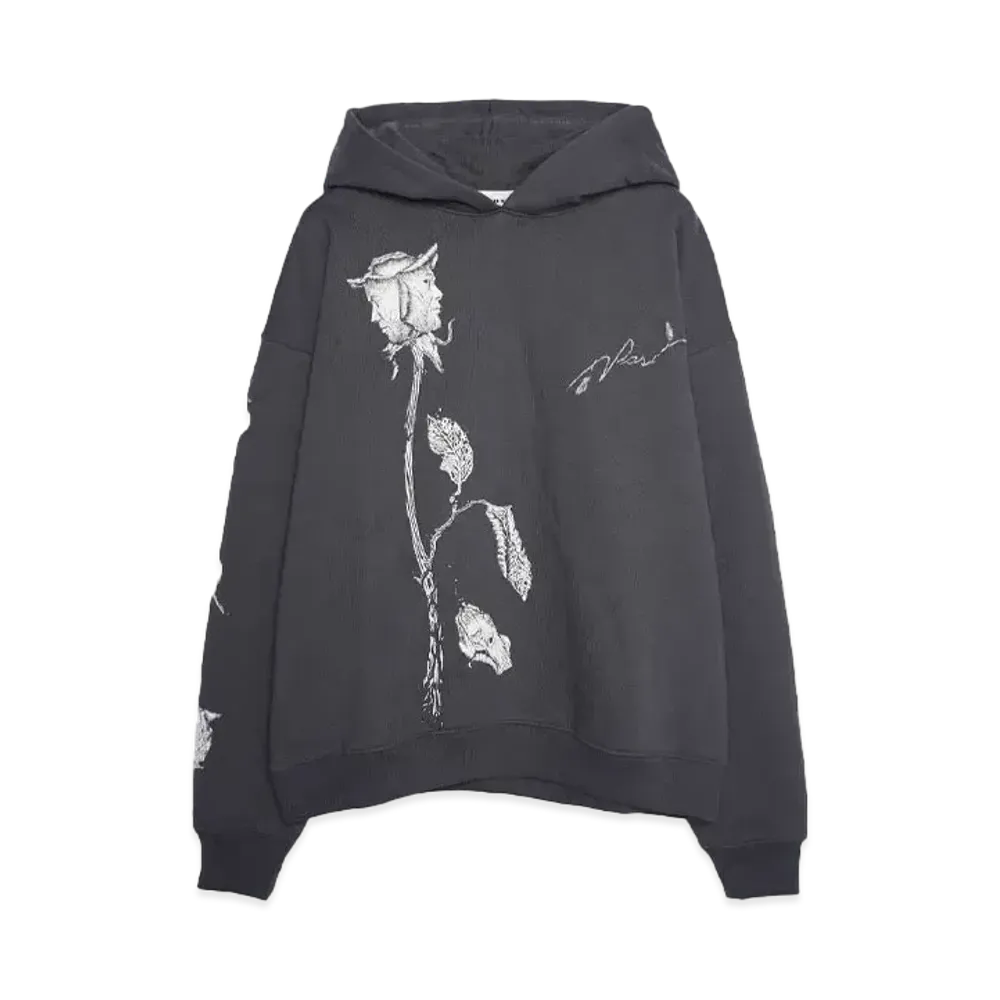 Pas Une Marque Johnson Tsang Falling Rose Petals Hoodie "CHARCOAL"