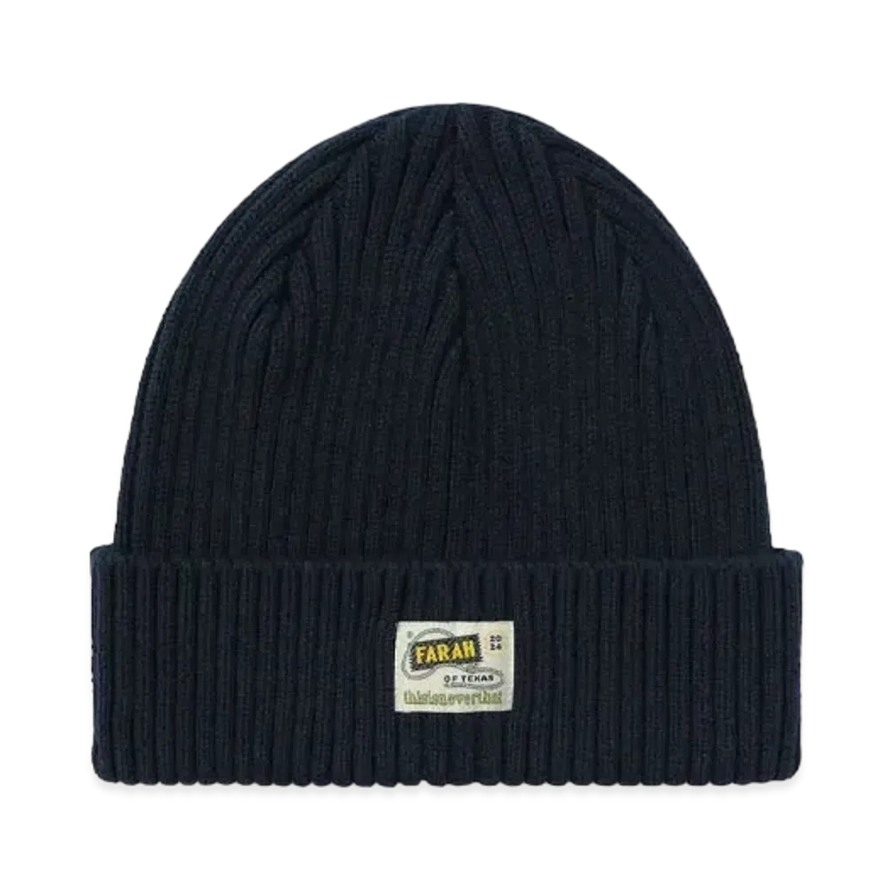 thisisneverthat x FARAH Ribbed Beanie "Navy"