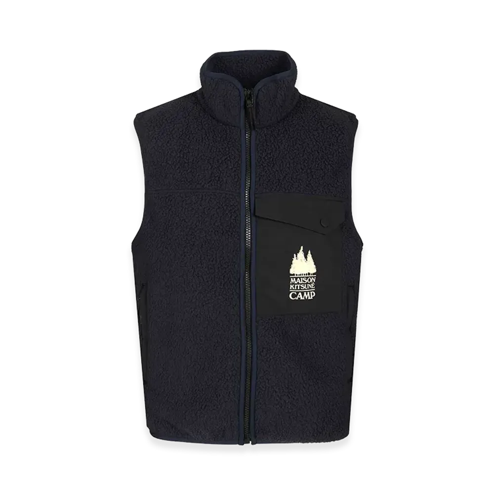 Maison Kitsune Pile Sleeveless Jacket "Blue/Navy Blue"