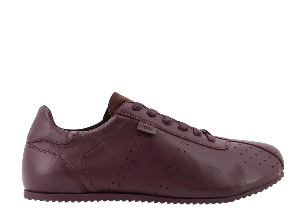 AMI PARIS Smooth Leather Low Top Step Sneakers "Cherry/Burgundy"