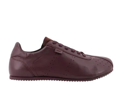 AMI PARIS Smooth Leather Low Top Step Sneakers "Cherry/Burgundy"