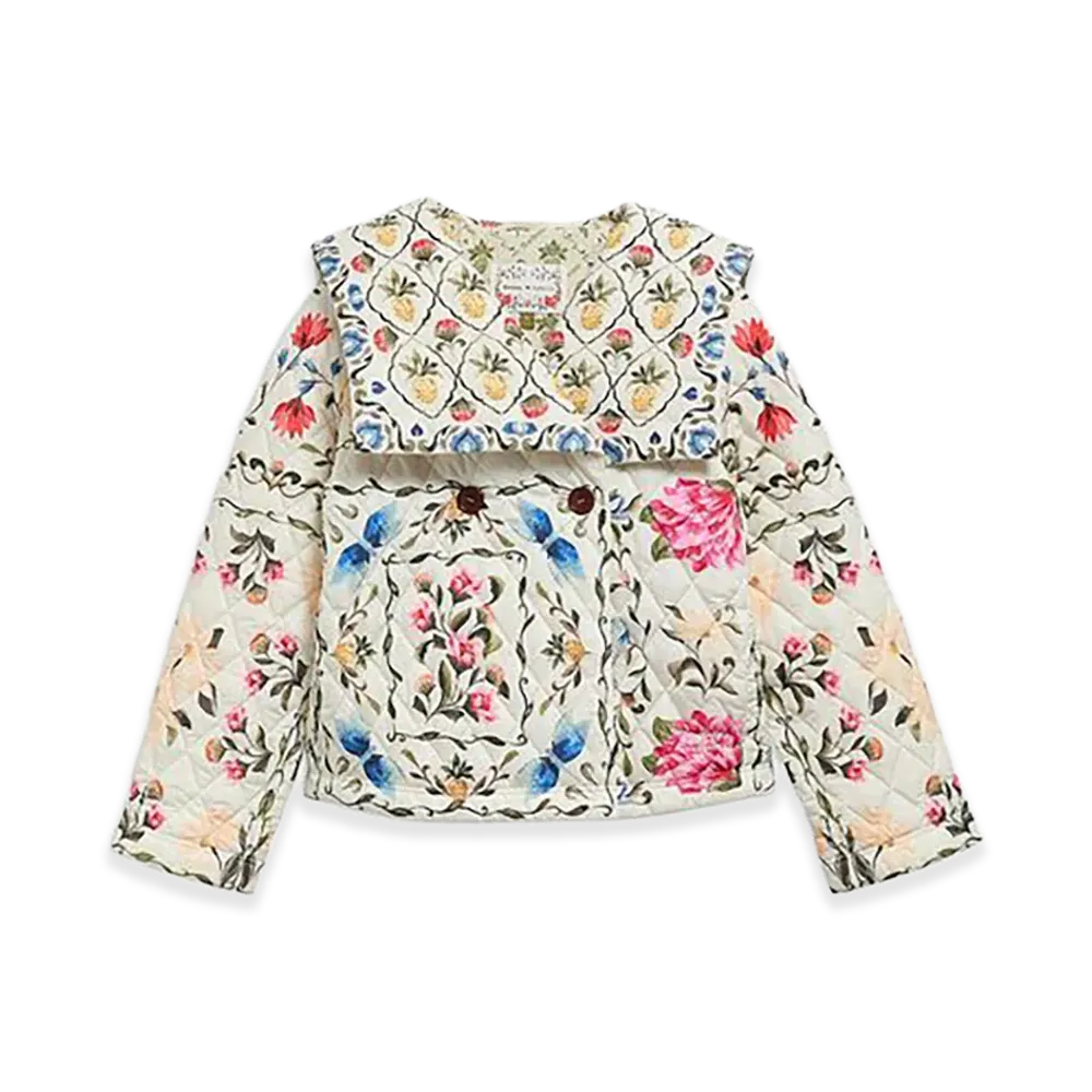 Barbour x FARM Rio Women's Azelia Quilted Jacket "White"