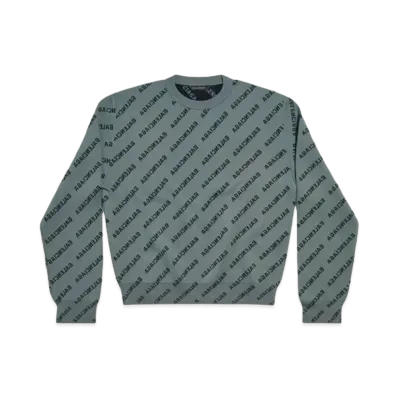 BALENCIAGA Mirror Mini Allover Logo Sweater Medium Fit "Grey"