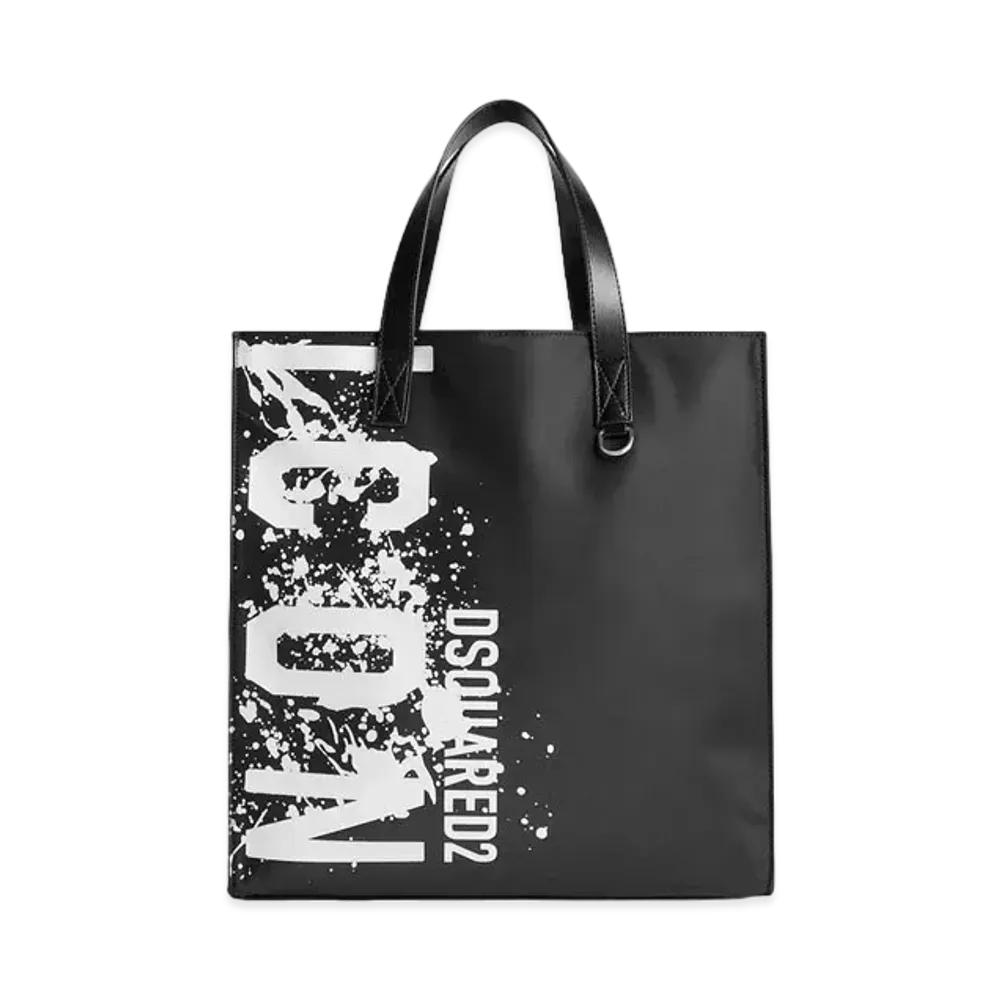 Dsquared2 Icon Splash Shopping Bag "Black/White"