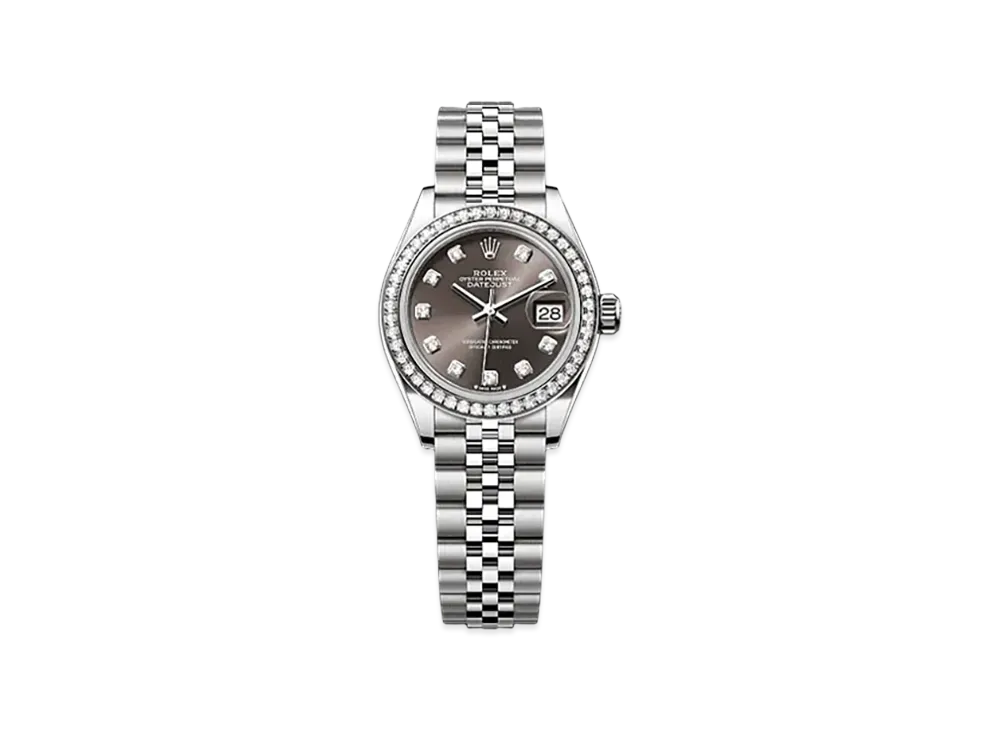 ROLEX Lady-Datejust 28mm Oystersteel & White Gold Diamond 279384RBR "Dark Grey"