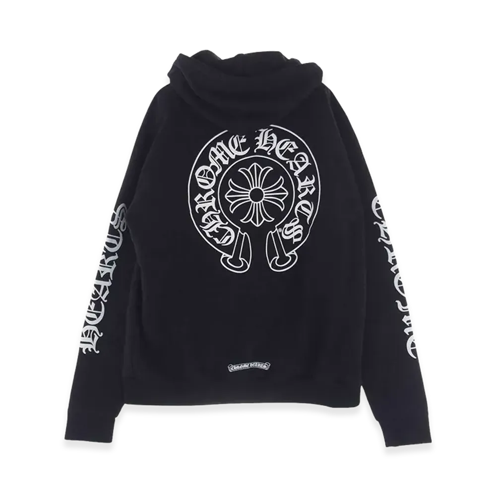 Chrome Hearts Vertical Horseshoe Print Hoodie "Black"