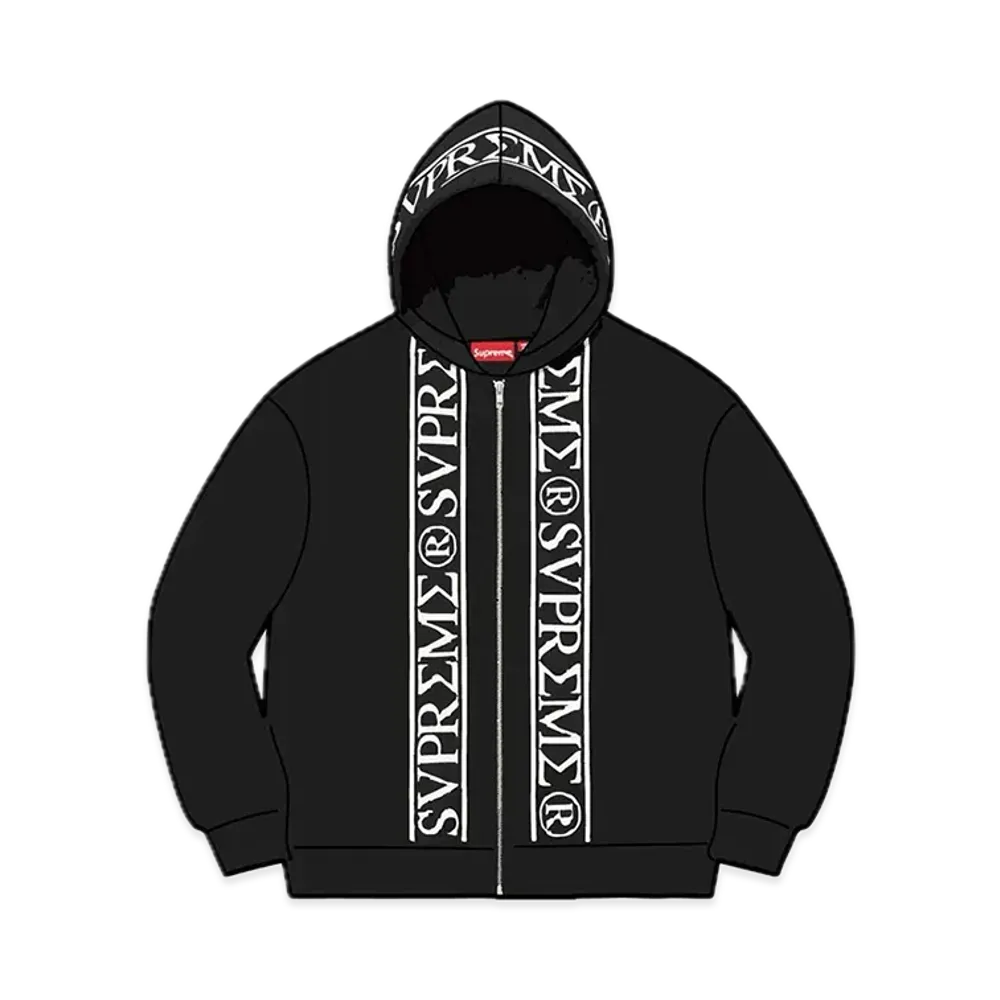 Supreme Roman Zip Up Hooded Sweatshirt "Black"