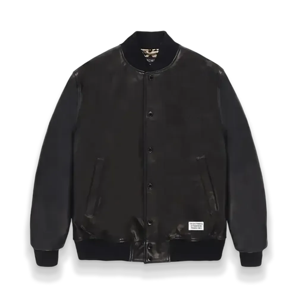 WACKO MARIA Leather Varsity Jacket "Black"