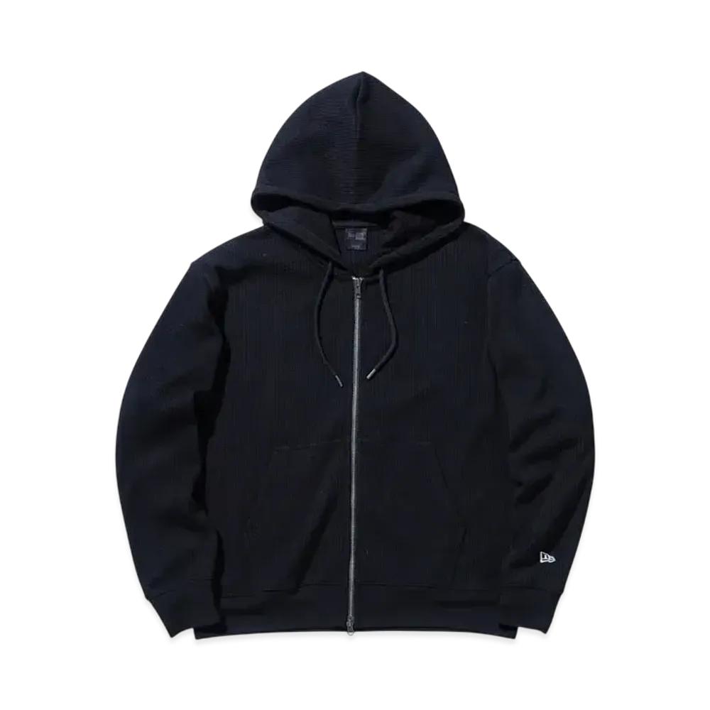 NEW ERA BLACK LABEL SS25 Oversized Waffle Full-Zip Hoodie "Black"