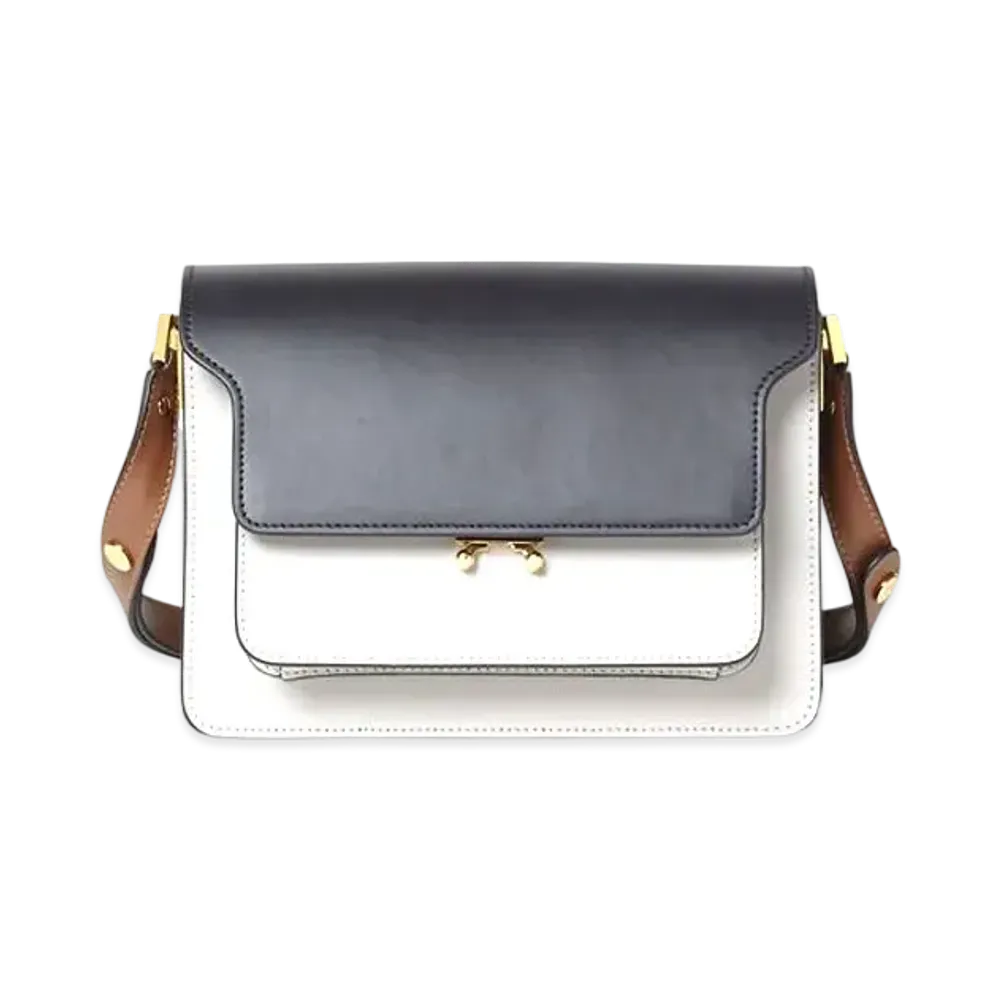 Marni TRUNK Bag in Smooth Calf "Black/White/Brown"