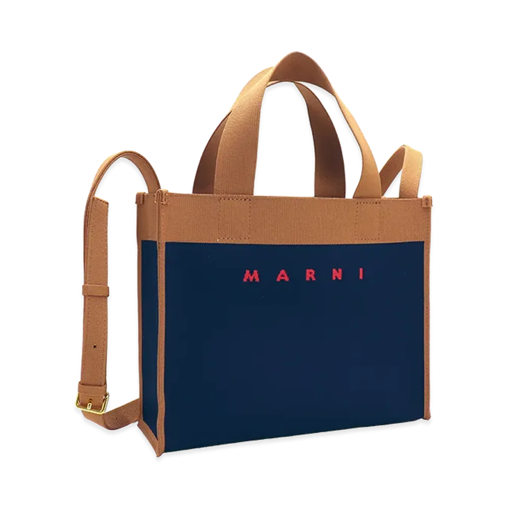 MARNI Women's Jacquard Small Shopping Bag "Iris/Peanuts"