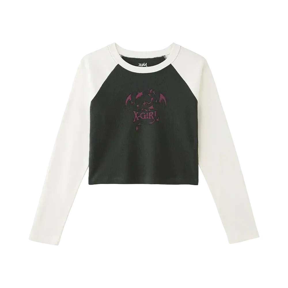 X-Girl Dragon Raglan L/S Baby Tee "White"