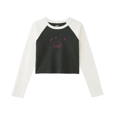 X-Girl Dragon Raglan L/S Baby Tee "White"