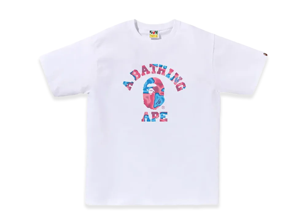 A BATHING APE Liquid Camo College Tee "White/Pink"