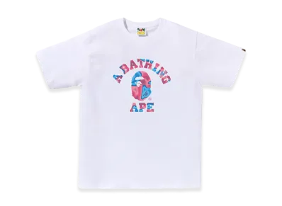 A BATHING APE Liquid Camo College Tee "White/Pink"