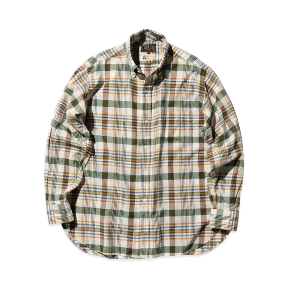 BEAMS B.D. Classic-fit Madras "White"