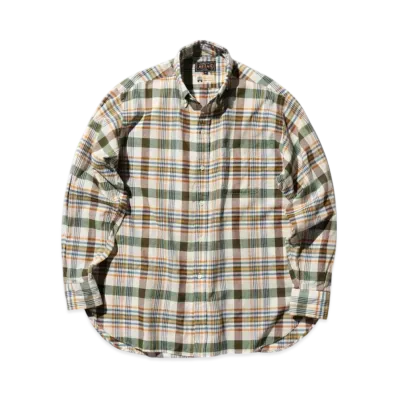 BEAMS B.D. Classic-fit Madras "White"