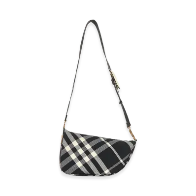 Burberry Women's Embroidered Fabric Medium Shield Crossbody Bag "Black"