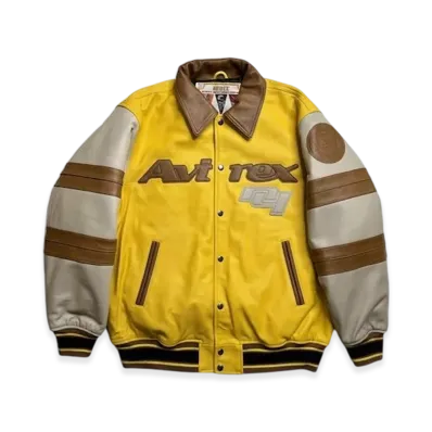 STABRIDGE x Avirex Varsity Jacket "Bridging The Gap" "Yellow/Brown"