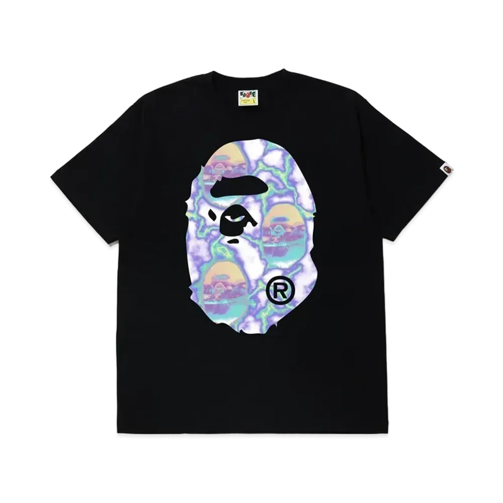 A BATHING APE Big Ape Head Lightning Tee "Black Blue"