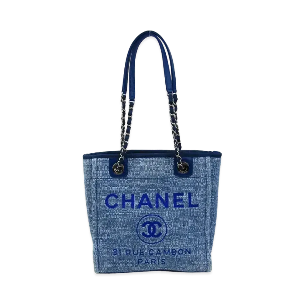 CHANEL Mini Deauville Tote Tweed "Blue/Navy/Silver"