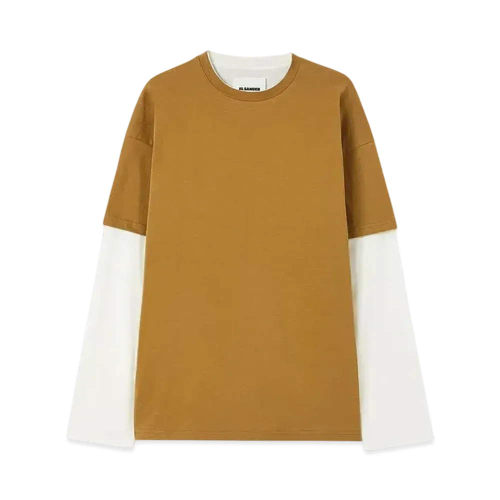 ジルサンダー クルーネックTシャツ コットン製 ダブルレイヤー ロングスリーブ シーズナルバックプリント "サイダー" J61GC0001J20086227