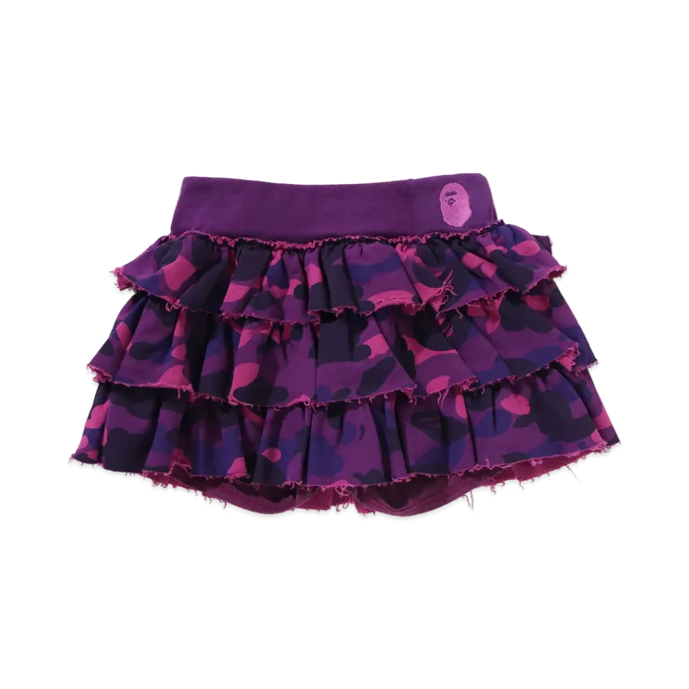 A BATHING APE Color Camo Ruffle Sweat Skirt "Purple"