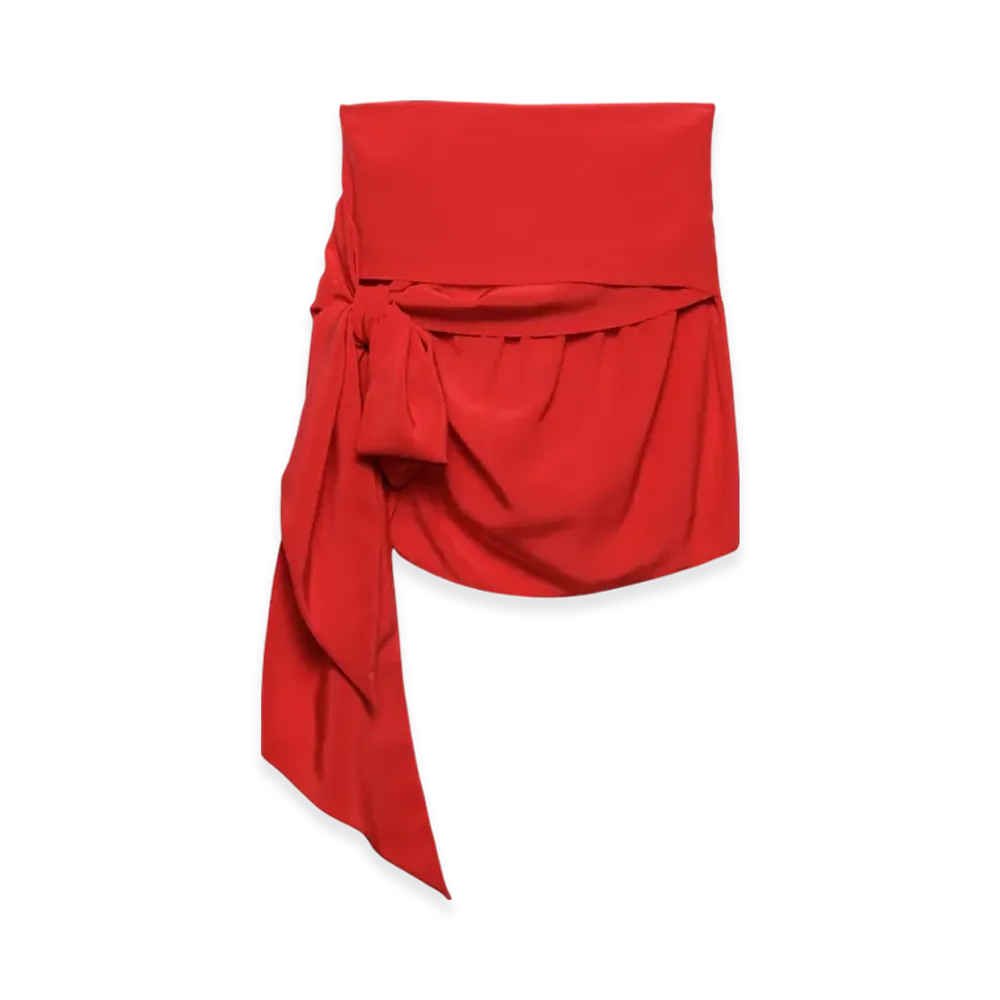PRADA Women's Crepe De Chine Miniskirt "Red"