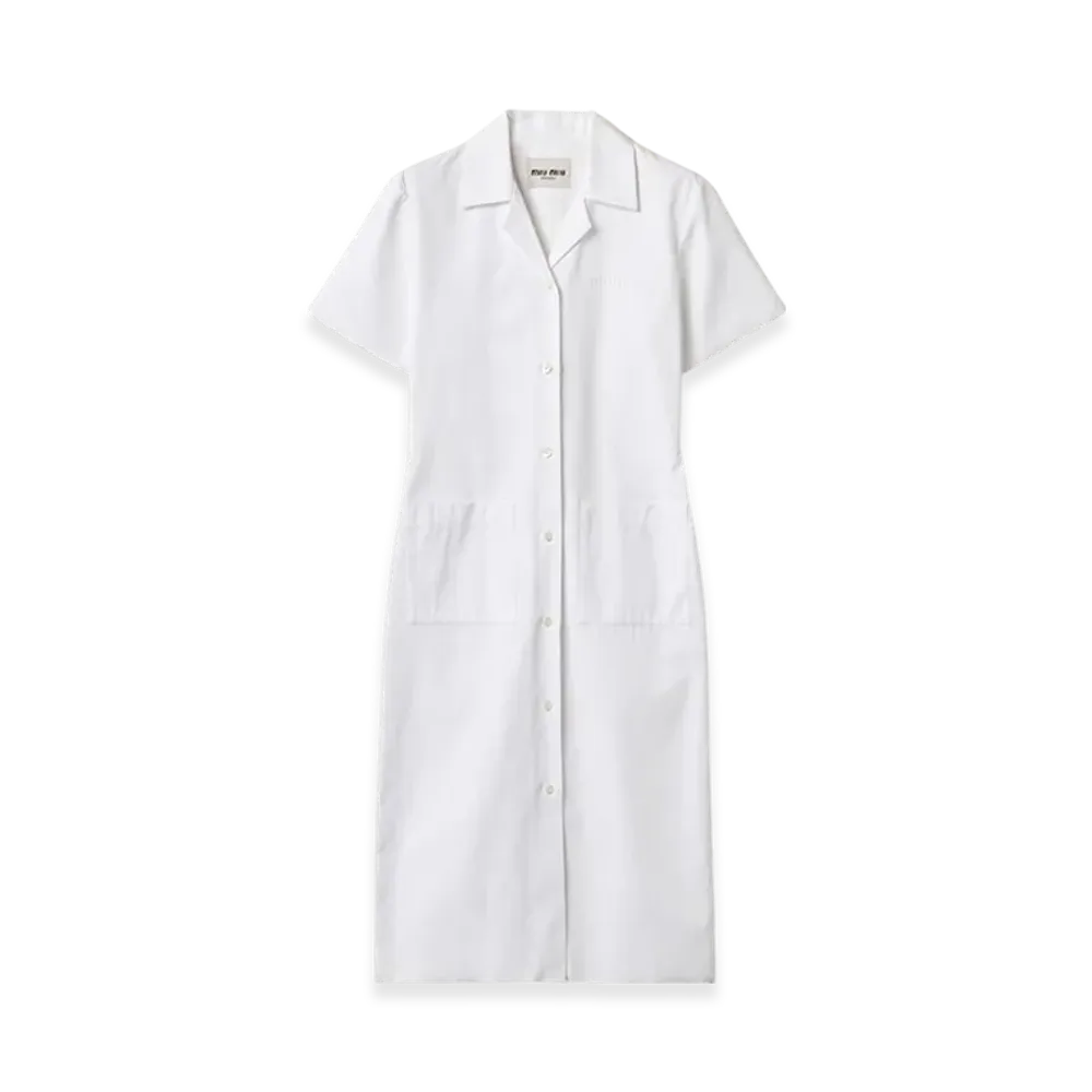 MIU MIU Women's Poplin and Jersey Dress "White"