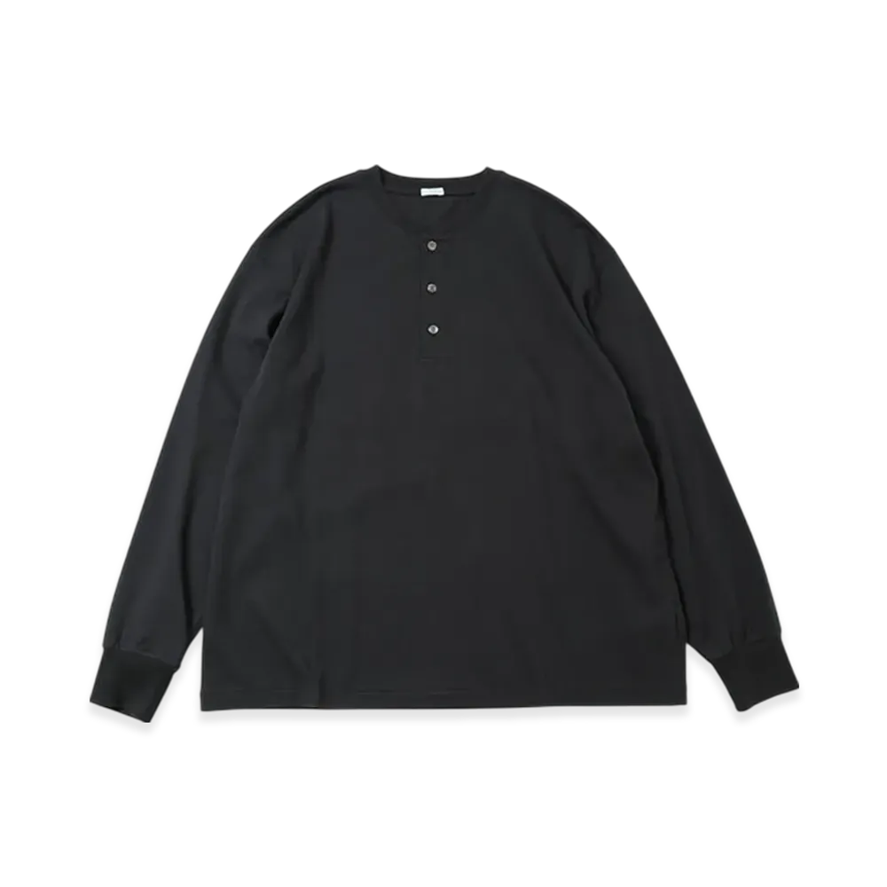 A.PRESSE Cashmere Blend L/S Henley Neck Shirt "Black"