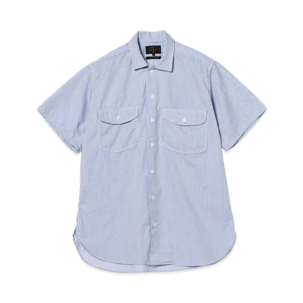 BEAMS Work Short Sleeve Stripe COOLMAX(R) "Blue"