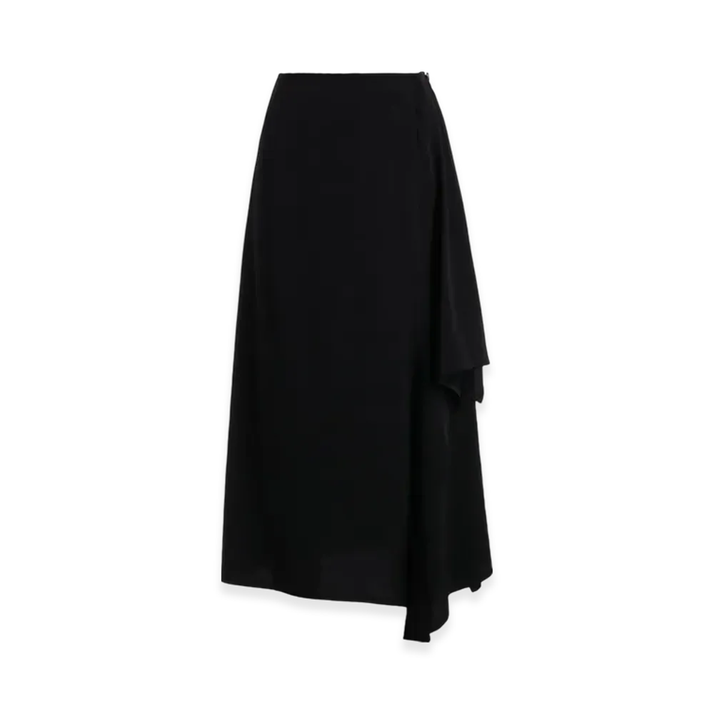 Yohji Yamamoto Ta/Pe Crepe De Chine L Draped Skirt "Black"