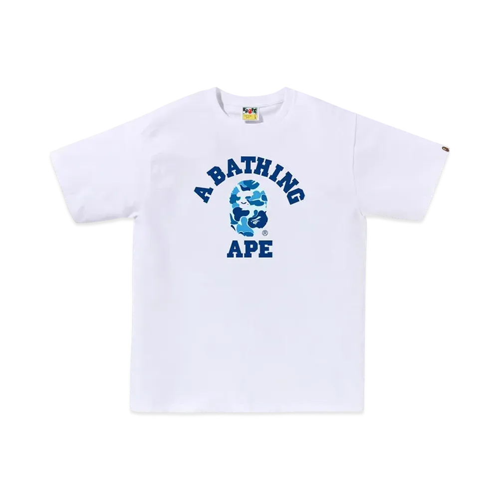 A BATHING APE Abc Camo College Tee "White/Blue"
