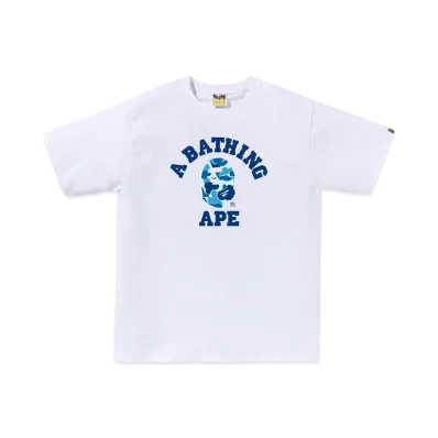A BATHING APE Abc Camo College Tee "White/Blue"