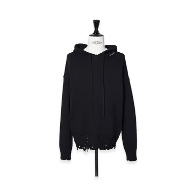 MARNI Destroy Cotton Knit Hoodie "Black"